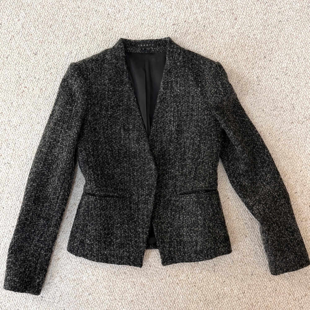 Theory Charcoal Tweed Blazer